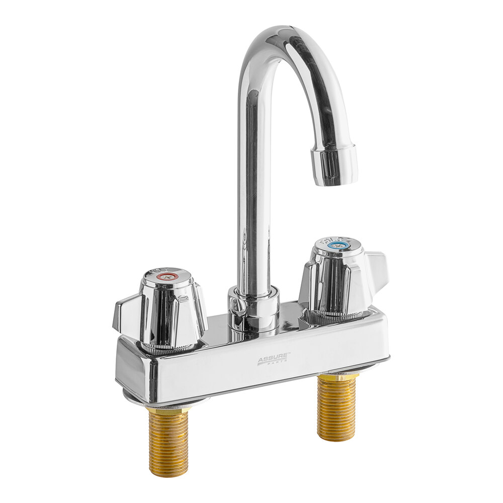 Assure Parts 1.8 GPM Deck-Mount Faucet with 4" Centers and 3 1/2" Swivel Gooseneck Spout