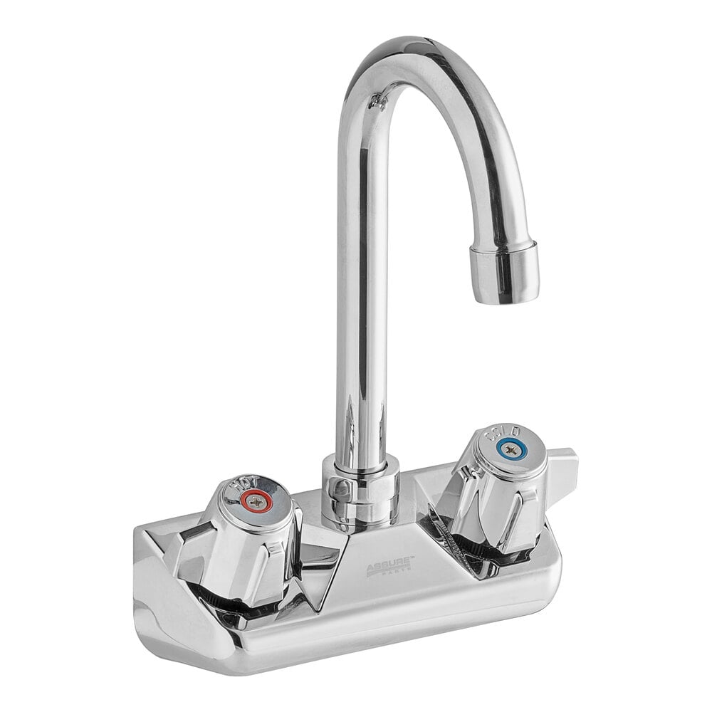 Wall-Mounted Faucet with 3 1/2" Swivel Gooseneck Spout and 4" Centers