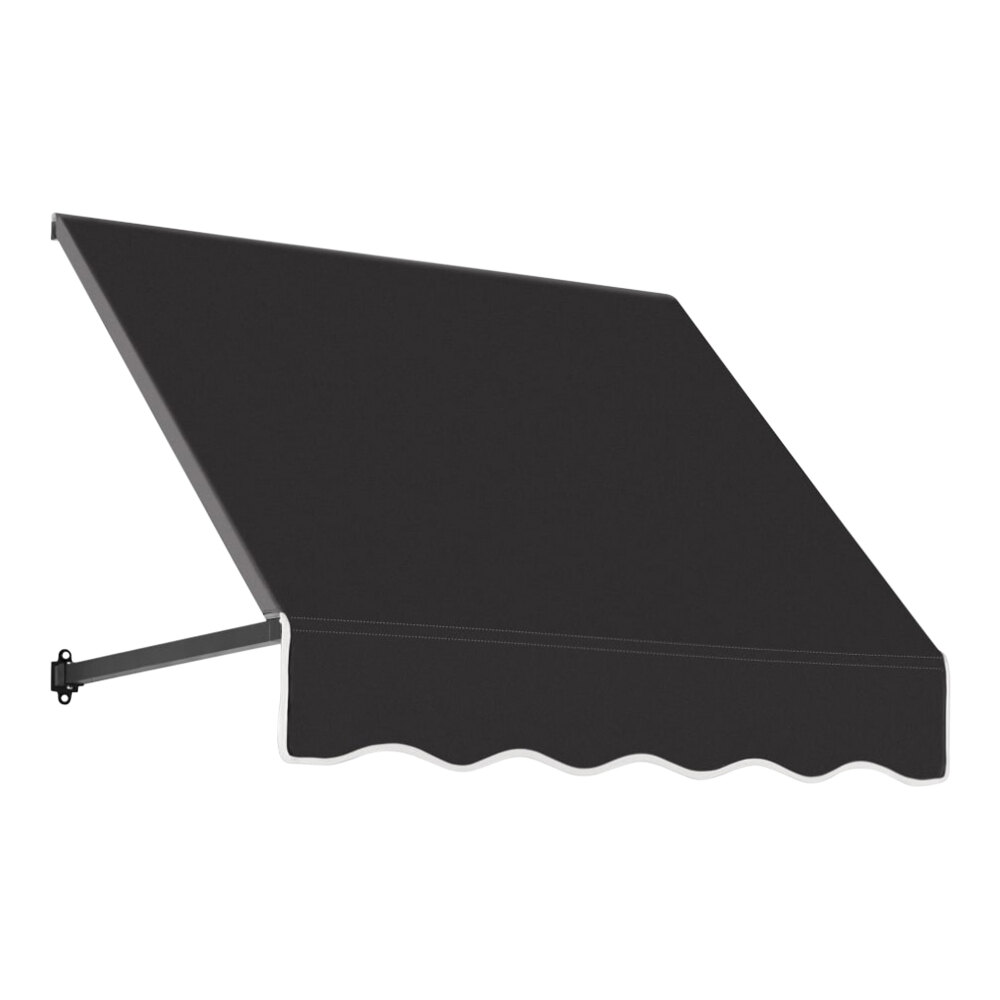 Awntech Dallas Retro 4' x 3' x 1 1/2' Black Open-Sided Slope Fixed Fabric Awning