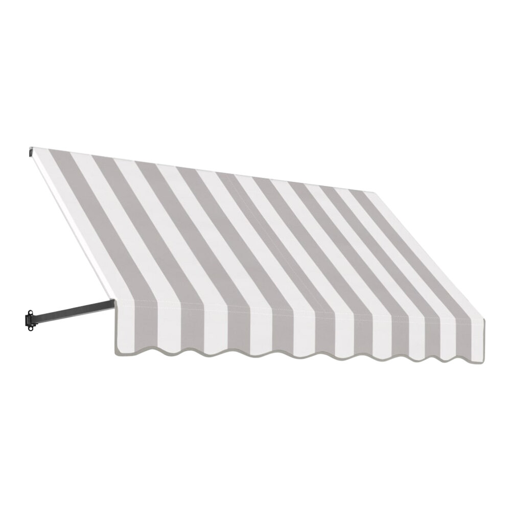 Awntech Dallas Retro 6' x 3' x 1 1/2' Gray Light / White Open-Sided Slope Fixed Fabric Awning