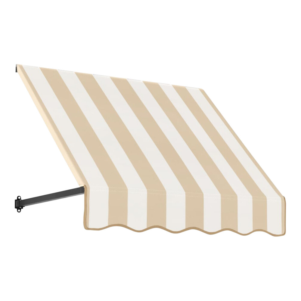 Awntech Dallas Retro 4' x 2' x 2 1/2' Linen / White Stripe Open-Sided Slope Fixed Fabric Awning