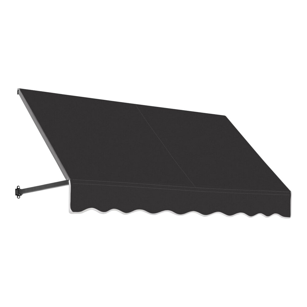 Awntech Dallas Retro 6' x 2' x 2 1/2' Black Open-Sided Slope Fixed Fabric Awning
