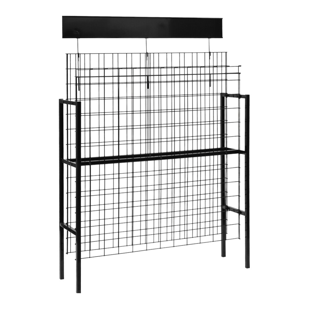 50" x 14" x 70 5/16" 144-Bottle Black Steel Wire Wine Display Rack