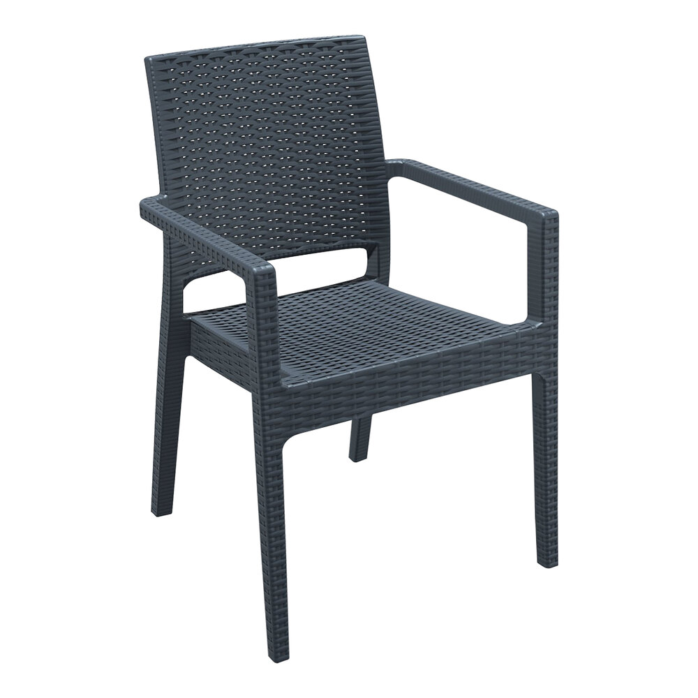Siesta Ibiza Dark Gray Wickerlook Resin Outdoor Dining Arm Chair