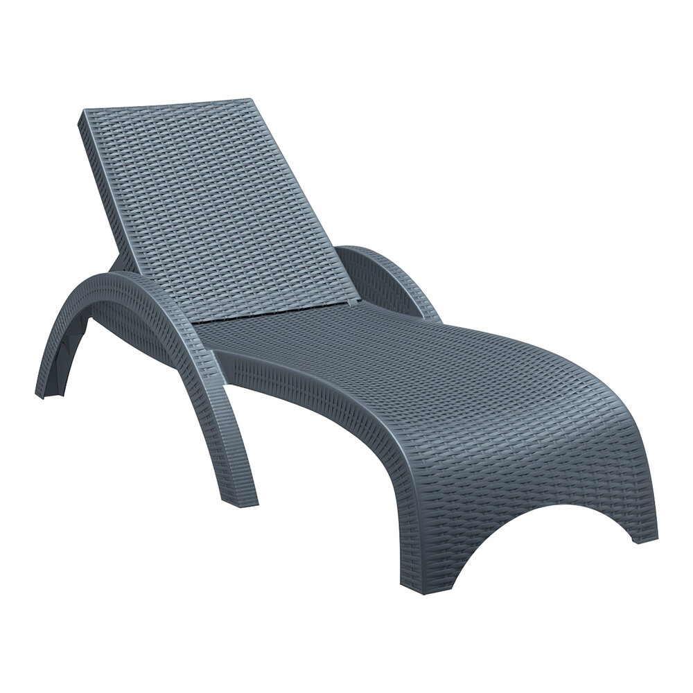 Siesta Miami Dark Gray Wickerlook Resin Outdoor Chaise Lounge