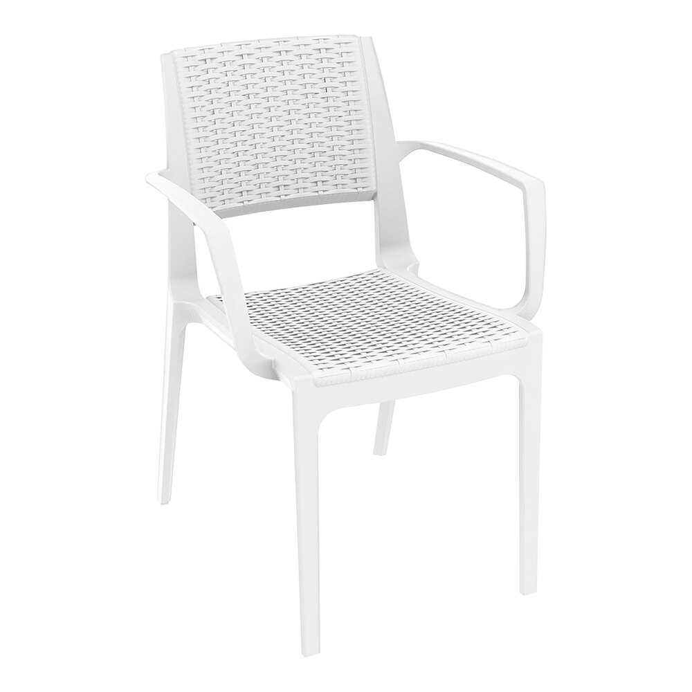 Siesta Capri White Wickerlook Resin Outdoor Dining Arm Chair