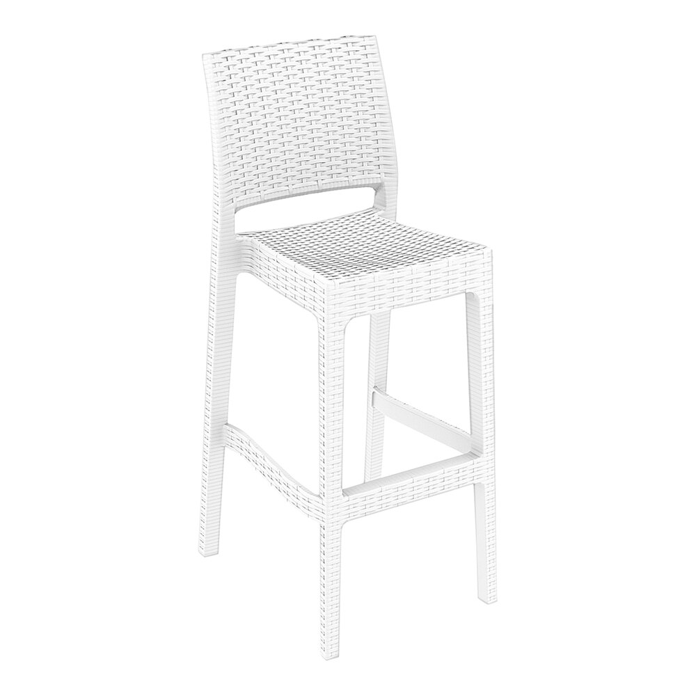 Siesta Jamaica White Wickerlook Resin Outdoor Barstool