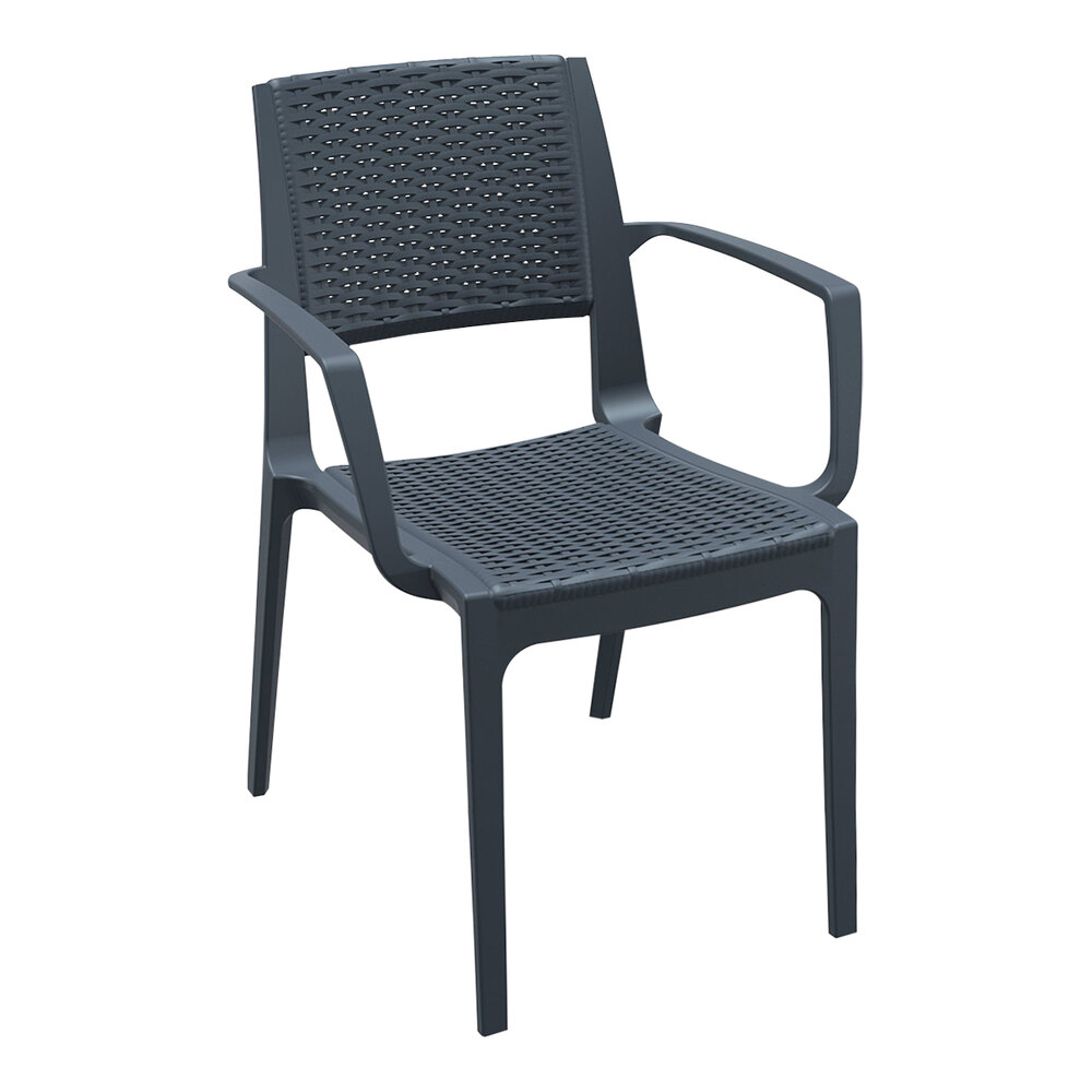 Siesta Capri Dark Gray Wickerlook Resin Outdoor Dining Arm Chair