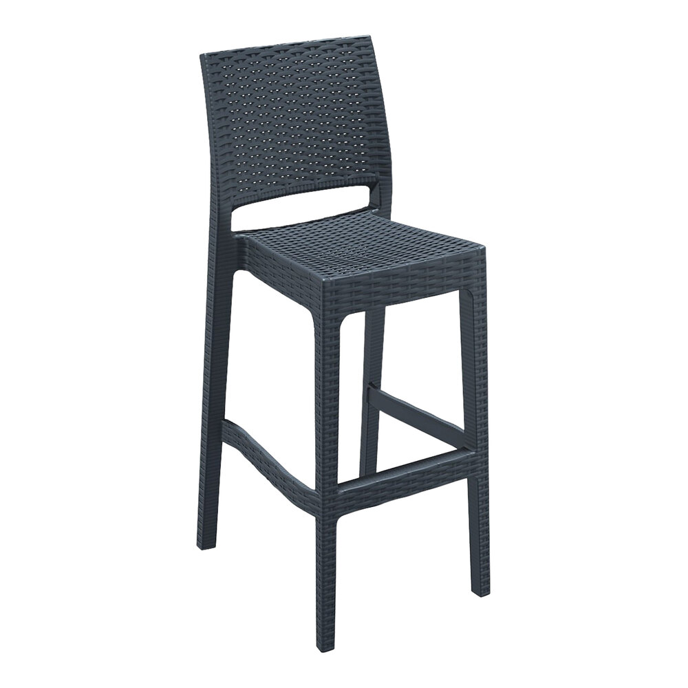 Siesta Jamaica Dark Gray Wickerlook Resin Outdoor Barstool