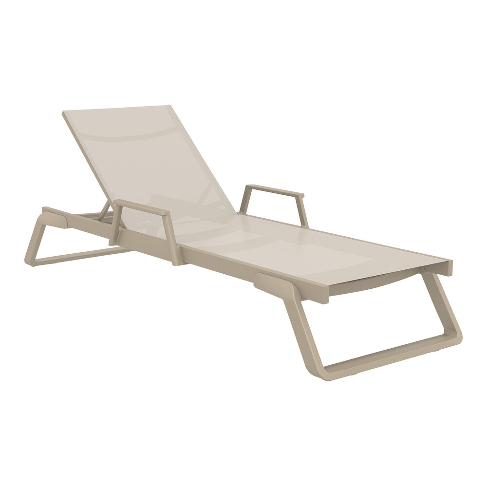 Siesta Tropic Taupe Resin Outdoor Arm Chaise Lounge with Taupe Sling