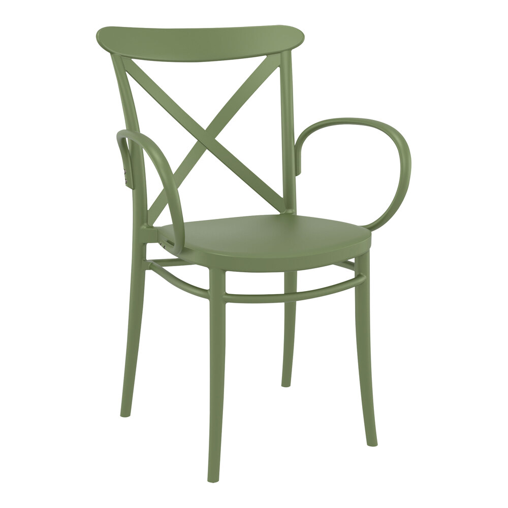 Siesta Cross XL Olive Green Resin Outdoor Dining Arm Chair
