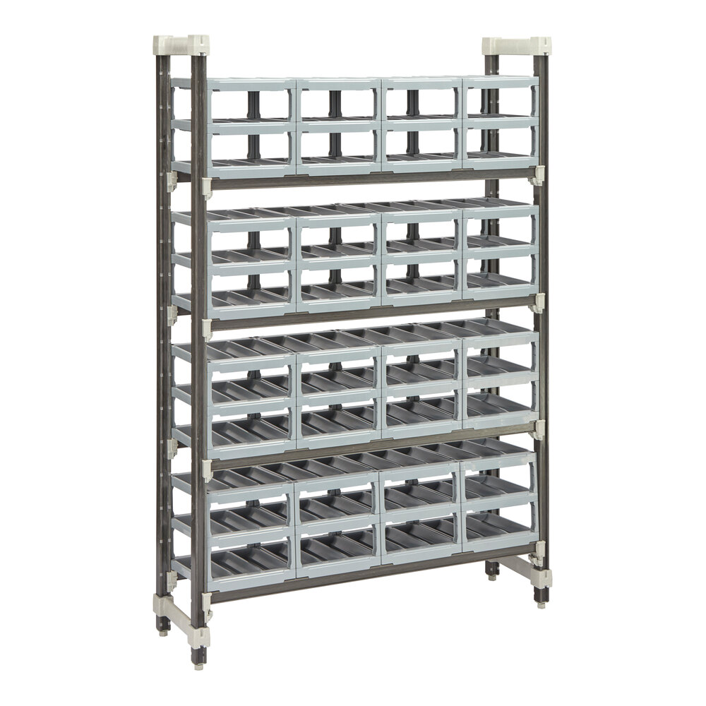 Cambro EXUWR184872PKG Camshelving® Elements XTRA 48" x 18" x 72" Speckled Gray Wine Rack with Stackable Wine Cradles