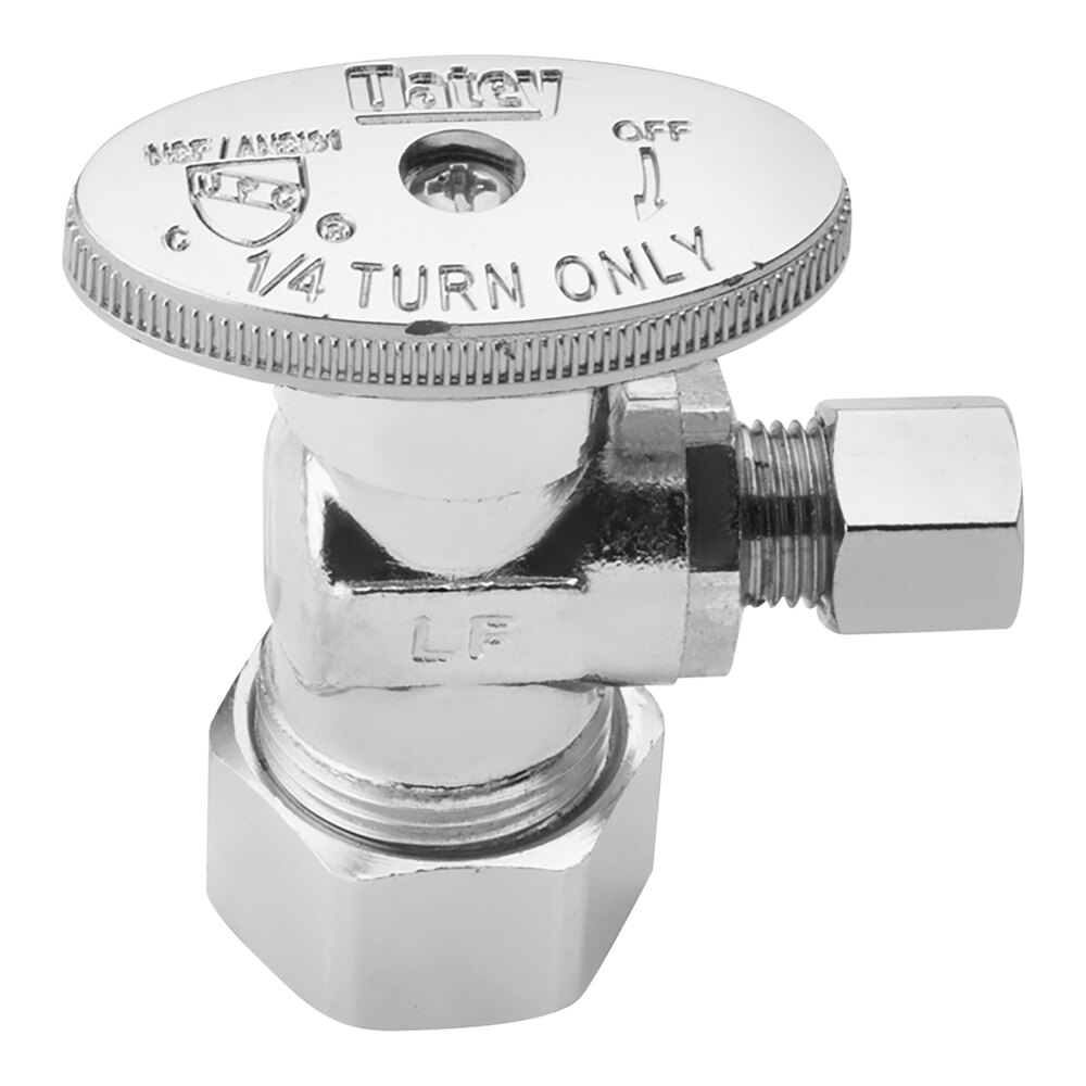Oatey 4700PCLF 1/4-Turn Angle Water Stop Valve with 5/8" O.D. Inlet (1/2" Nominal Copper) and 1/4" O.D. Outlet