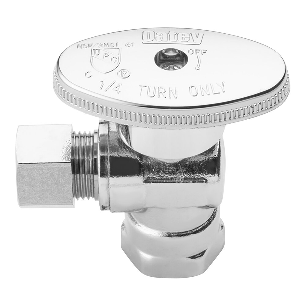 Oatey 4707PCLF 1/4-Turn Angle Water Stop Valve with 1/2" FIP Inlet and 3/8" O.D. Outlet