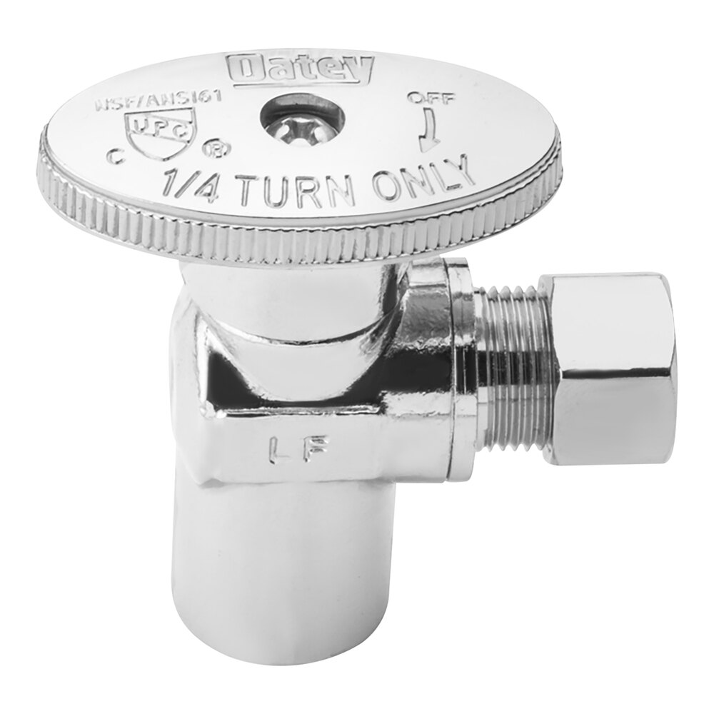 Oatey 4710PCLF 1/4-Turn Angle Water Stop Valve with 1/2" Copper Sweat Inlet and 3/8" O.D. Outlet