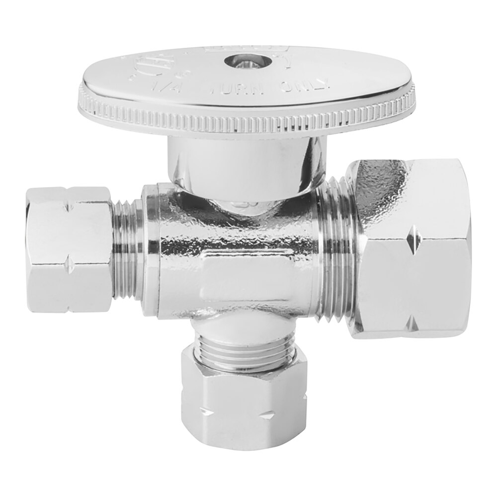Oatey 4785PCLF 1/4-Turn Dual-Outlet Water Stop Valve with 5/8" O.D. Inlet and (2) 3/8" O.D. Outlets