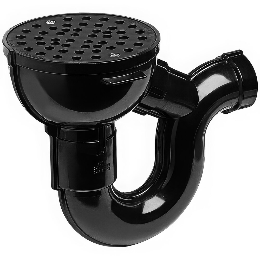 Oatey 42723 2" Black ABS Integral Floor Drain with P-Trap and Cleanout