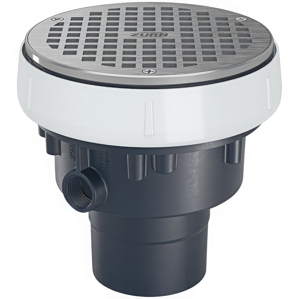 Zurn Elkay EZ-PV2-R6 EZ PVC Slab On Grade Floor Drain with 6" Round Nickel Bronze Strainer and 2" - 3" Outlet