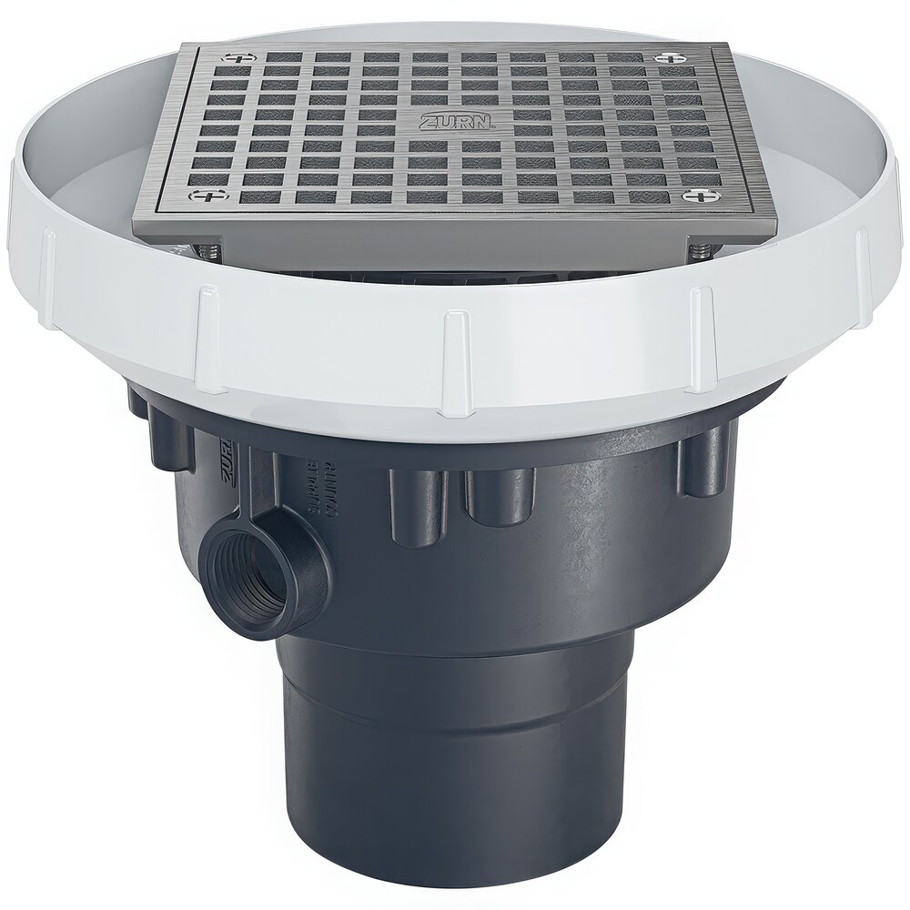 Zurn Elkay EZ-PV2-S6 EZ PVC Slab On Grade Floor Drain with 6" Round Nickel Bronze Strainer and 2" - 3" Outlet