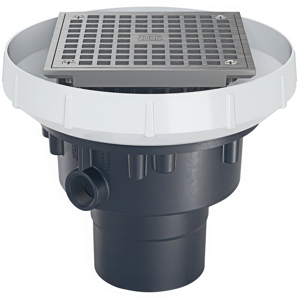 Zurn Elkay EZ-PV2-ST EZ PVC Slab On Grade Floor Drain with 5" Round Nickel Bronze Strainer and 2" - 3" Outlet