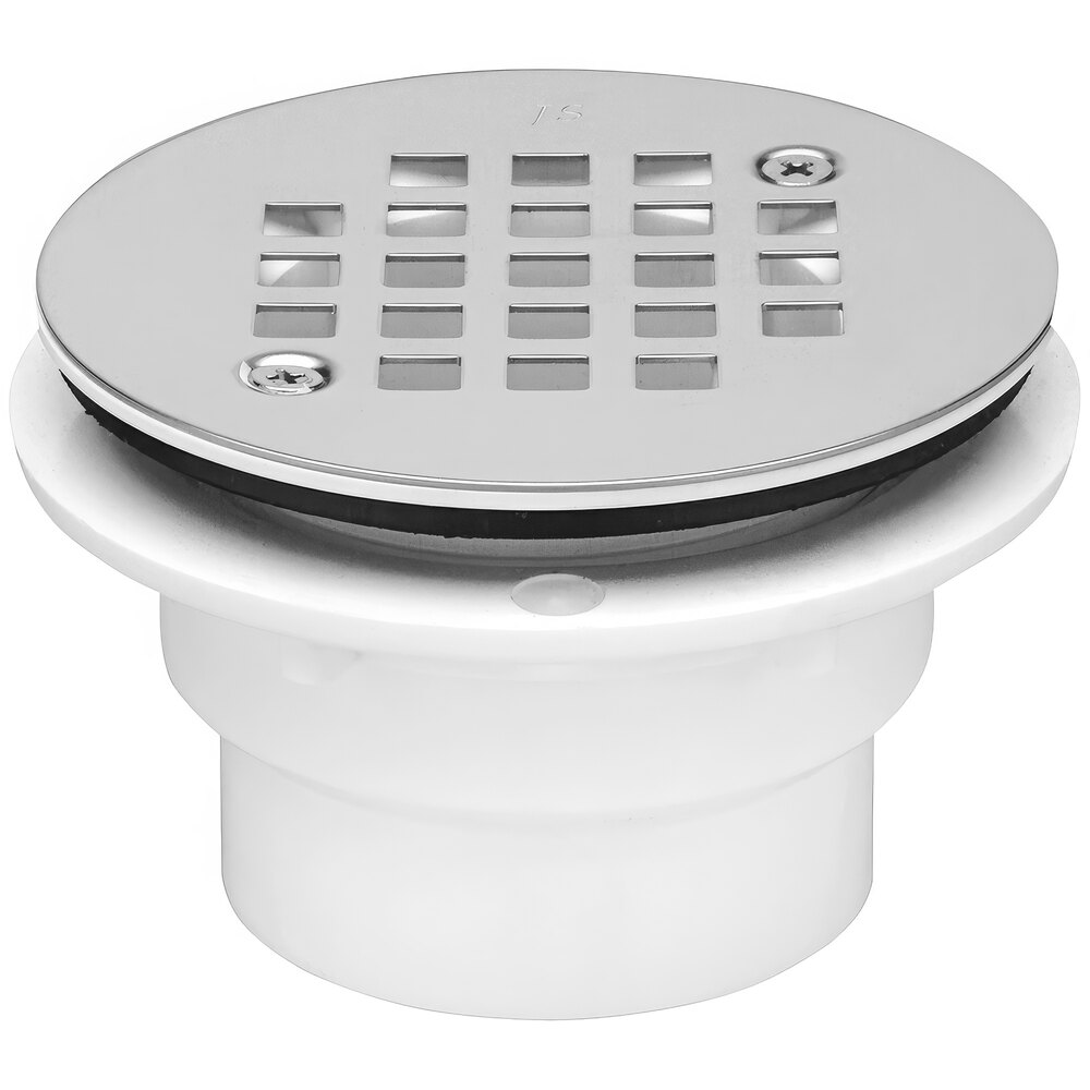 Zurn Elkay FD2260-PV2 PVC Floor Drain with 4 1/16" Round Stainless Steel Strainer and 2" Outlet