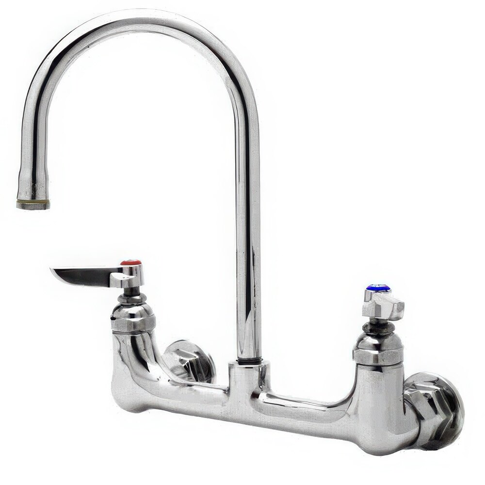 Equip by T&S 5F-8WLB05 Wall Mounted Faucet with 5 9/16" Gooseneck Spout, 8" Centers, Laminar Flow Device, and Lever Handles