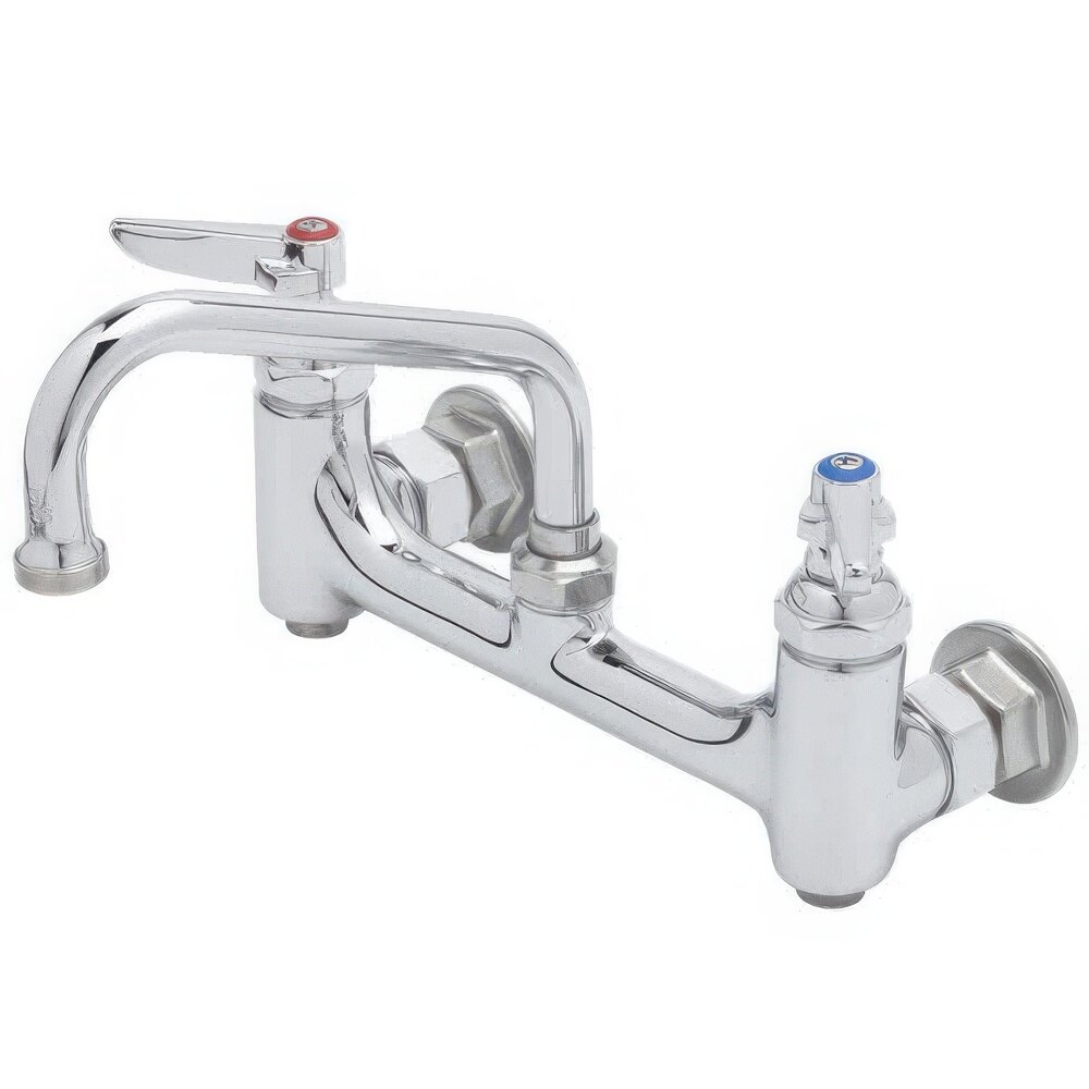 Equip by T&S 5F-8WLB06 Wall Mounted Faucet with 8" Adjustable Centers, 6 1/8" Swing Spout, Laminar Flow Device, Cerama Cartridges, and Lever Handles