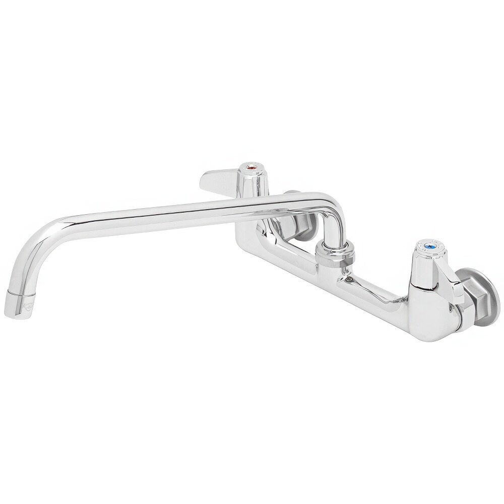 Equip by T&S 5F-8WLB12 Wall Mounted Faucet with 8" Adjustable Centers, 12 1/8" Swing Spout, Laminar Flow Device, Cerama Cartridges, and Lever Handles