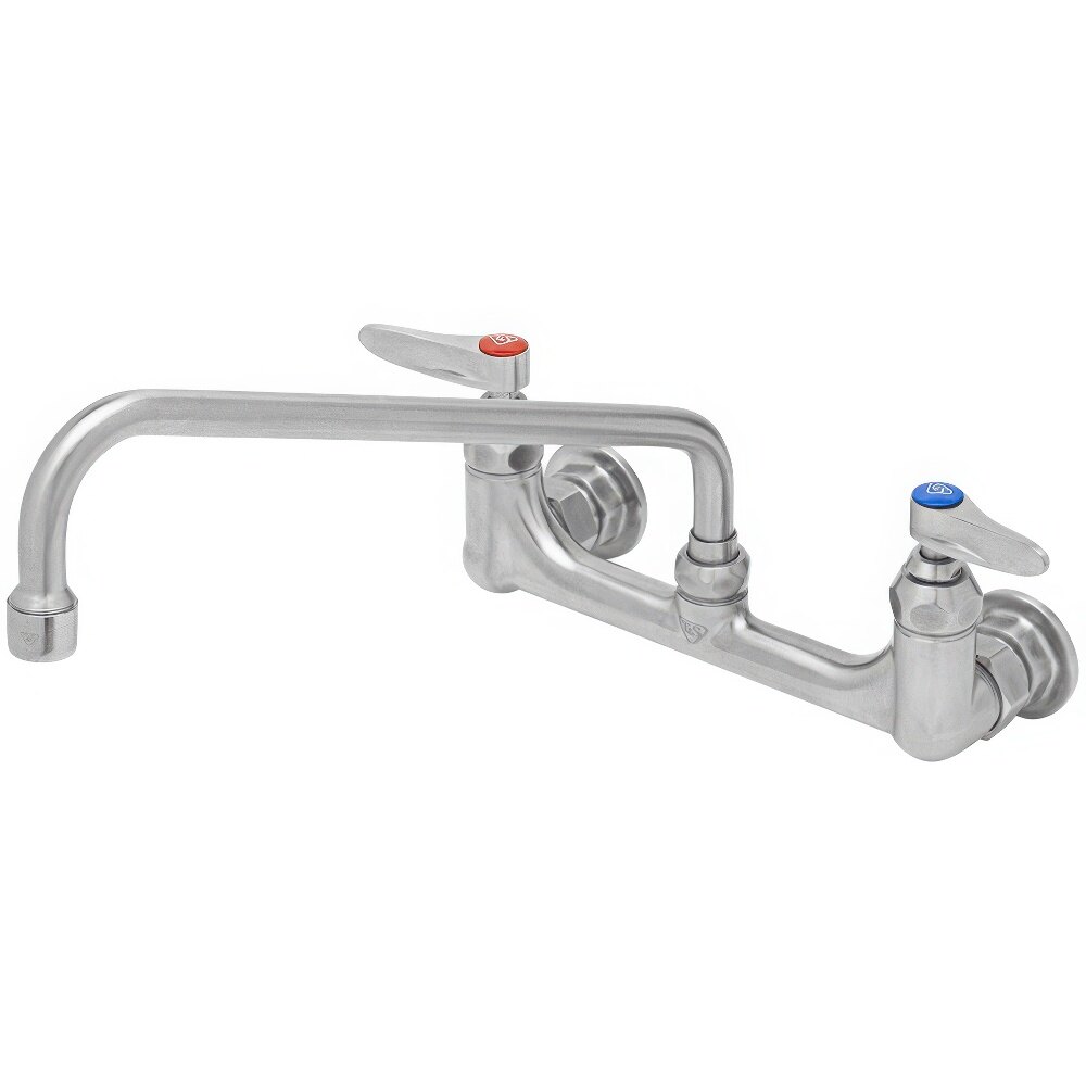 Eversteel by T&S S-0231 Stainless Steel Wall Mount Double Pantry Faucet with 12" Swing Nozzle