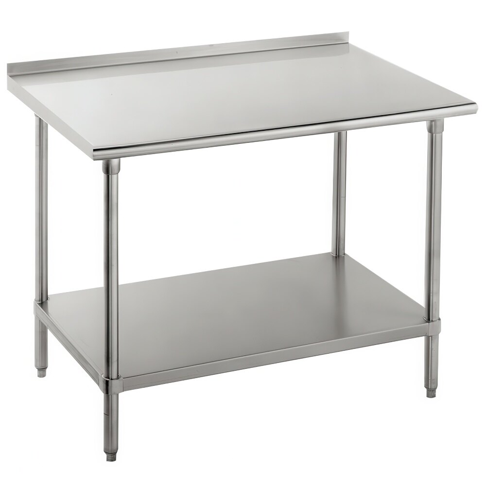 16 Gauge Advance Tabco FAG-302 30" x 24" Stainless Steel Work Table with 1 1/2" Backsplash and Galvanized Undershelf