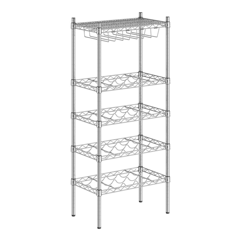 Regency 14" x 24" 4 Shelf 20-Bottle Wire Wine Rack with 54" Posts