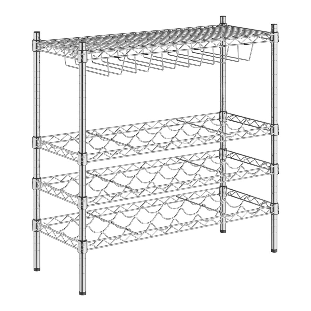 Regency 14" x 36" 3 Shelf 24-Bottle Wire Wine Rack Kit with 34" Posts
