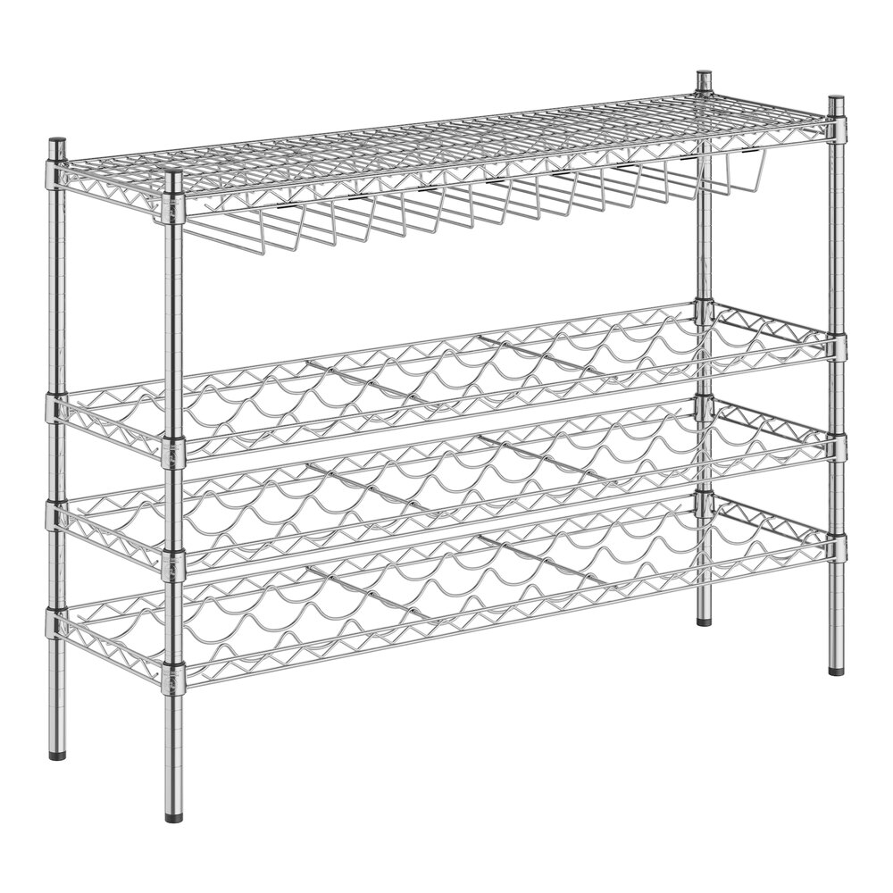 Regency 14" x 48" 3 Shelf 33-Bottle Wire Wine Rack with 34" Posts