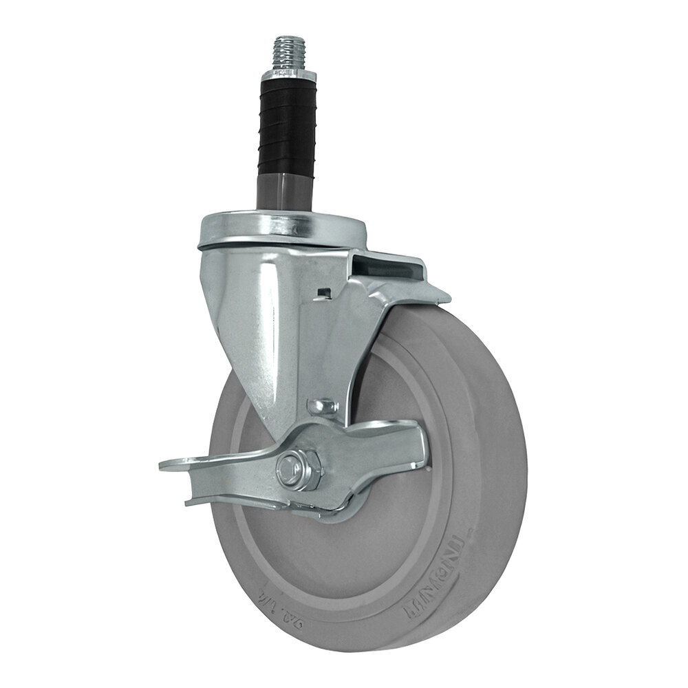 AllPoints 262399 5" Swivel Stem Caster with Brake for 1" O.D. Tubing - 300 lb. Capacity