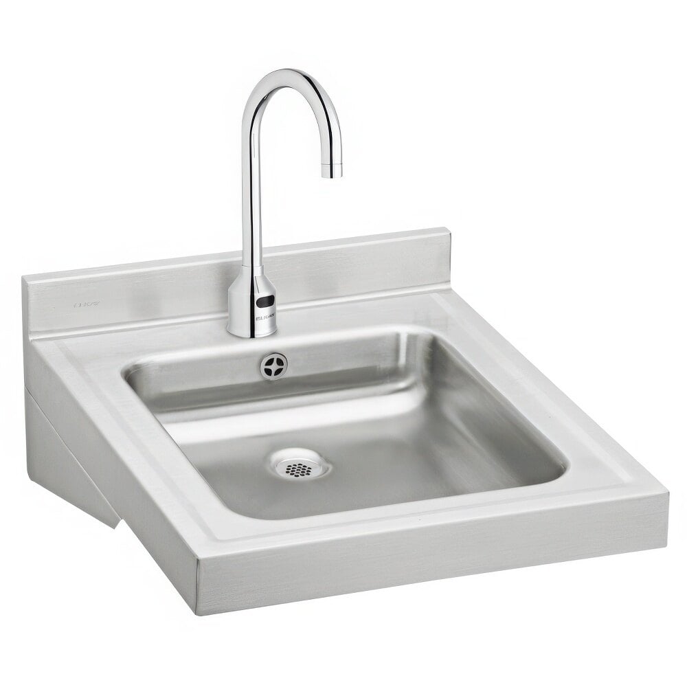 Zurn Elkay WCLWO1923OSDSACTMC Sturdibilt Wall Hung Single Bowl ADA Lavatory Sink Kit with Mixing Valve and Overflow Assembly - 16" x 13 1/2" x 4" Bowl