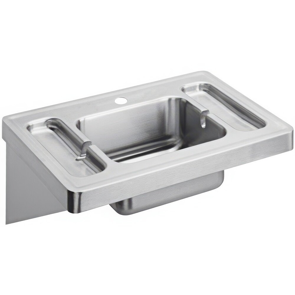 Zurn Elkay ESLV28201 Stainless Steel Wall Hung Single Bowl Lavatory Sink with One Faucet Hole - 14" x 12" x 7 1/2" Bowl