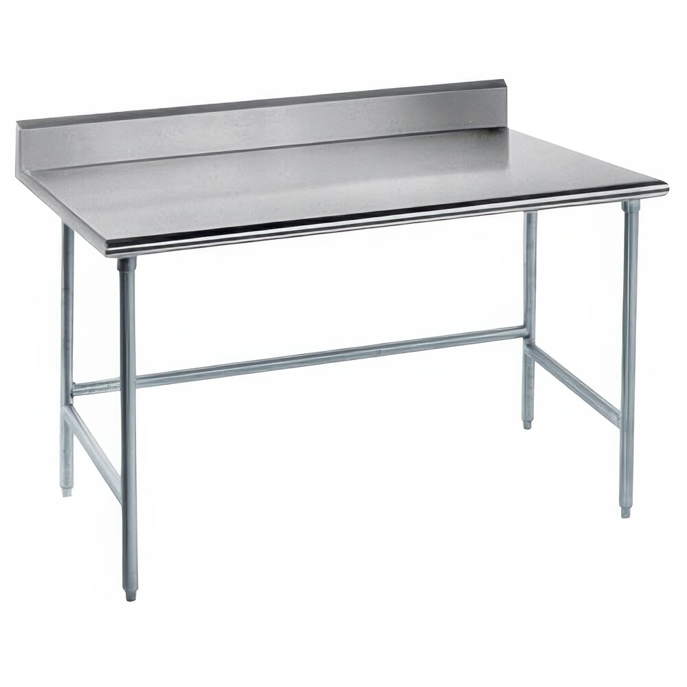 Advance Tabco TSKG-366 36" x 72" 16 Gauge Open Base Stainless Steel Commercial Work Table with 5" Backsplash