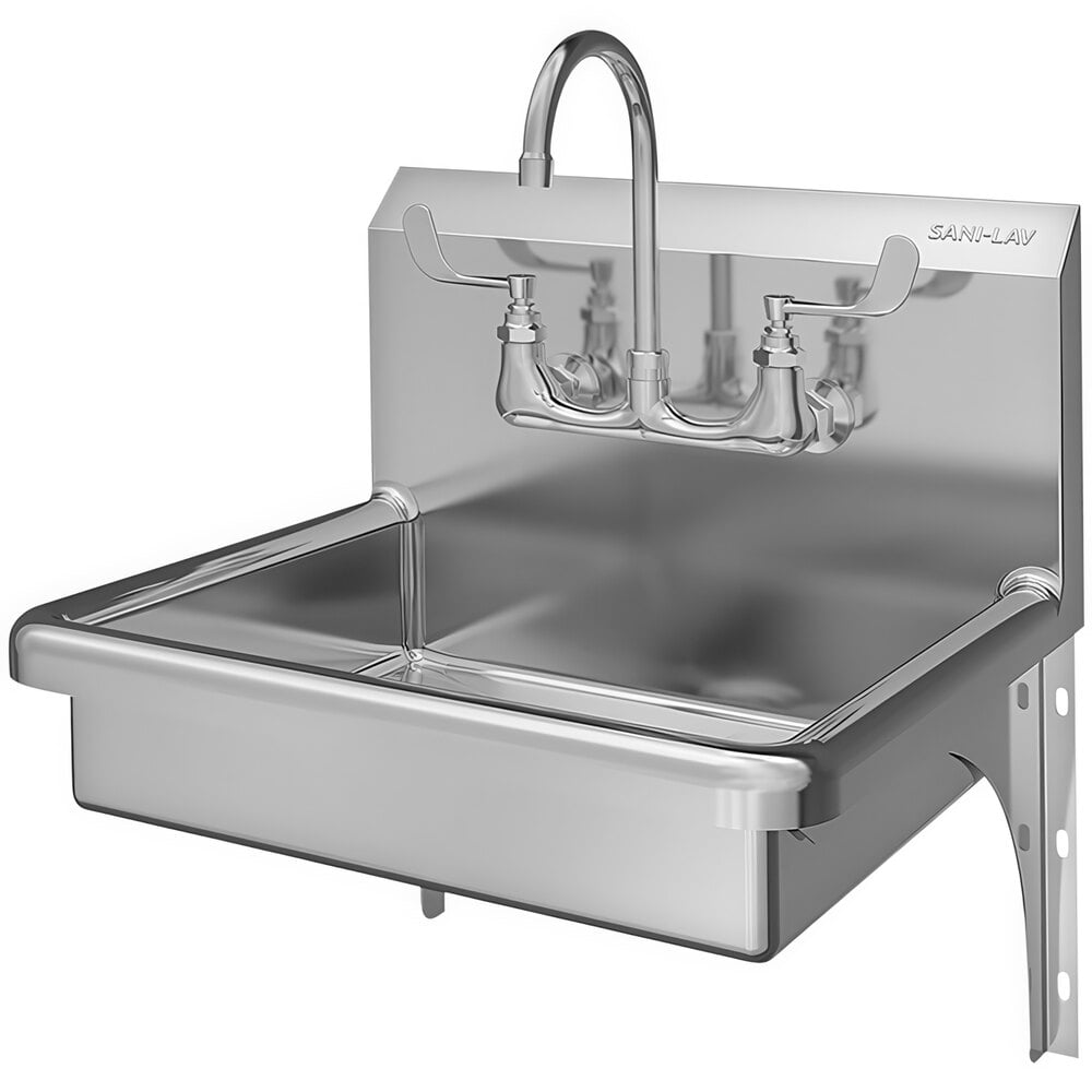 Sani-Lav 5A4F 22" x 19" Hand Sink with 1 Wall Mounted Faucet