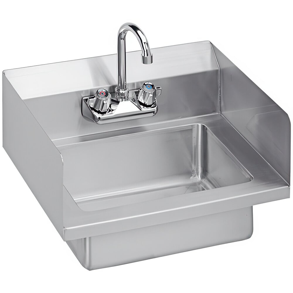 Zurn Elkay EHS-18-SSX 18" x 14 1/2" Wall Mount Hand Sink with Gooseneck Faucet and Sidesplash