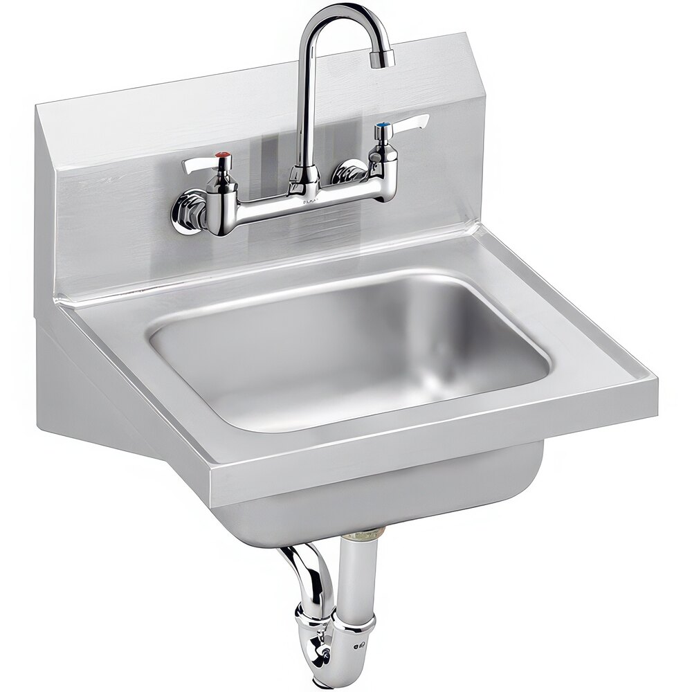 Zurn Elkay CHS1716C 16 3/4" x 15 1/2" Wall Mounted Hand Sink with Gooseneck Faucet on 8" Centers