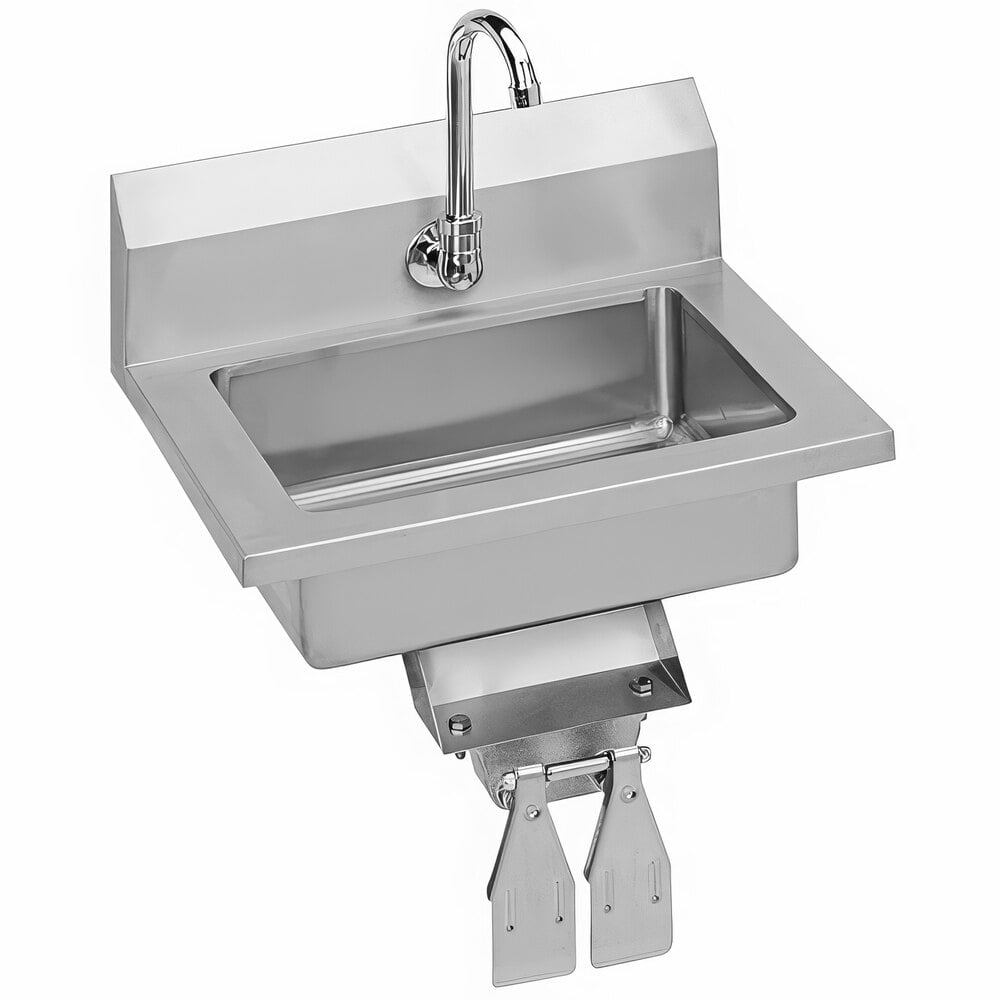 Zurn Elkay EHS-18-KVX 18" x 14 1/2" Wall Mount Hands-Free Sink with Knee-Operated Gooseneck Faucet