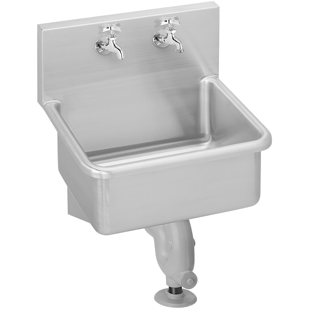 Zurn Elkay ESS2319C 23" x 18 1/2" Wall Mounted Service Sink with Two Cross Handle Faucets and Cast Iron P-Trap