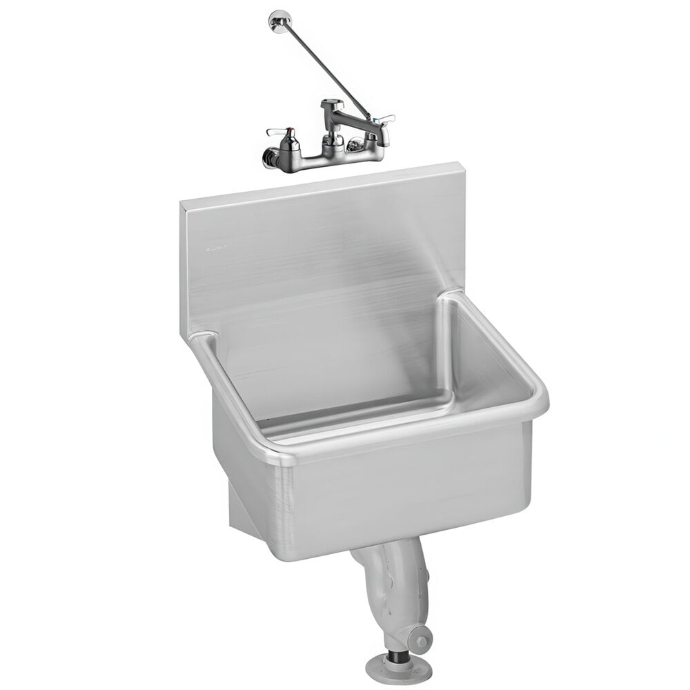 Zurn Elkay ESSW2118C 21" x 17 1/2" Wall Mounted Service Sink with Bucket Hook Faucet and Cast Iron P-Trap