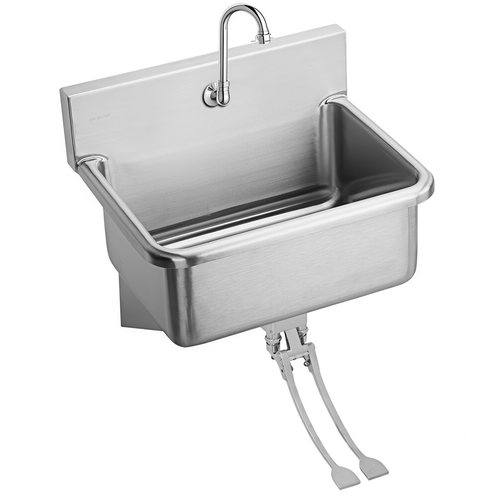 Zurn Elkay EWS2520FC 25" x 19 1/2" Wall Mounted Hands-Free Sink with Foot-Operated Gooseneck Faucet