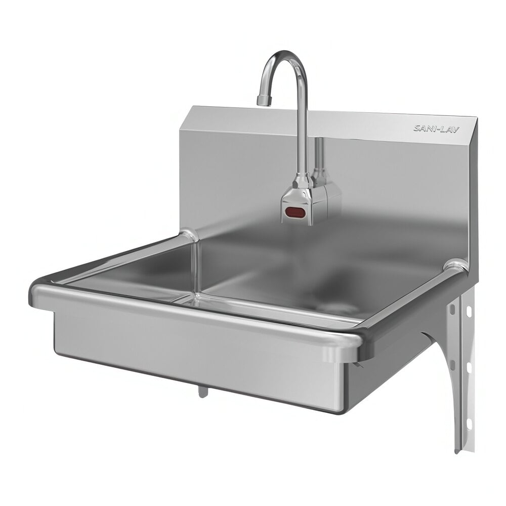 Sani-Lav 5A4A 22" x 19" Wall-Mounted Hands-Free Sink with 1 AC-Powered 2.0 GPM Sensor Faucet