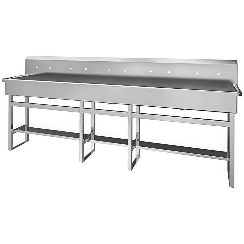 Sani-Lav 510F8 100" x 20" Multi-Station Floor Mounted Sink for 5 Faucets with 8" Centers