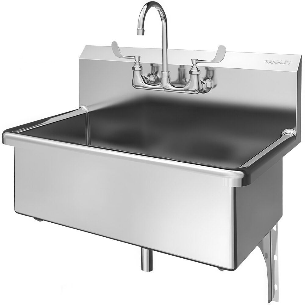 Sani-Lav 532F 31" x 20" Scrub Sink with 1 Wall Mounted Faucet