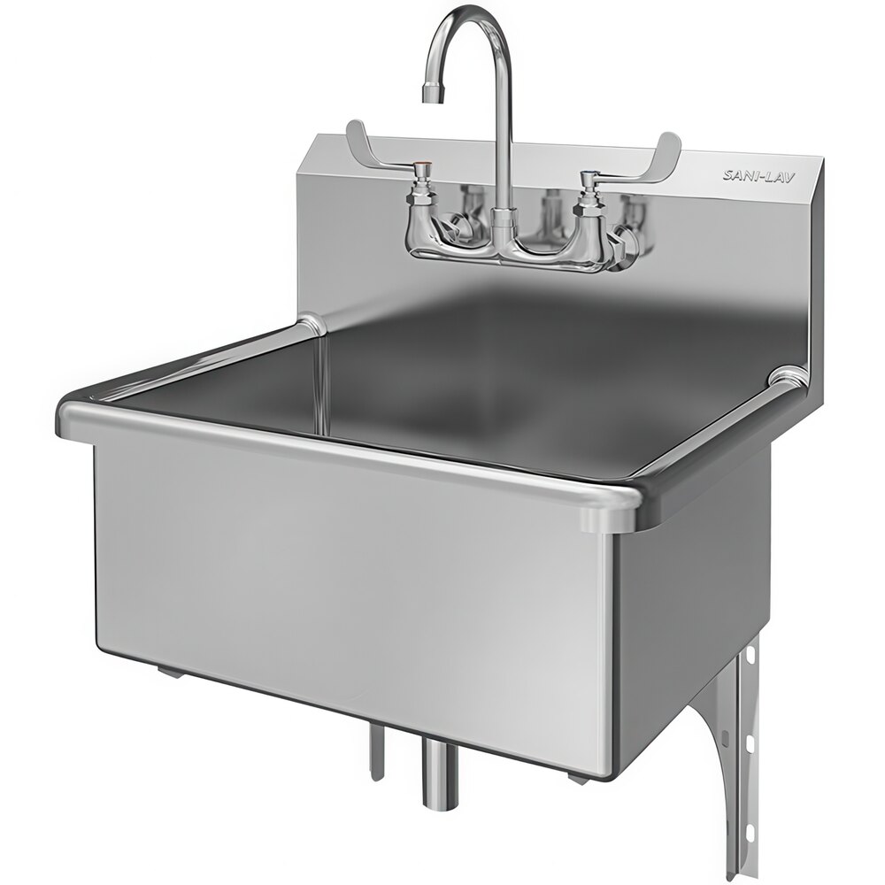 Sani-Lav 531F 25" x 20" Scrub Sink with 1 Wall Mounted Faucet