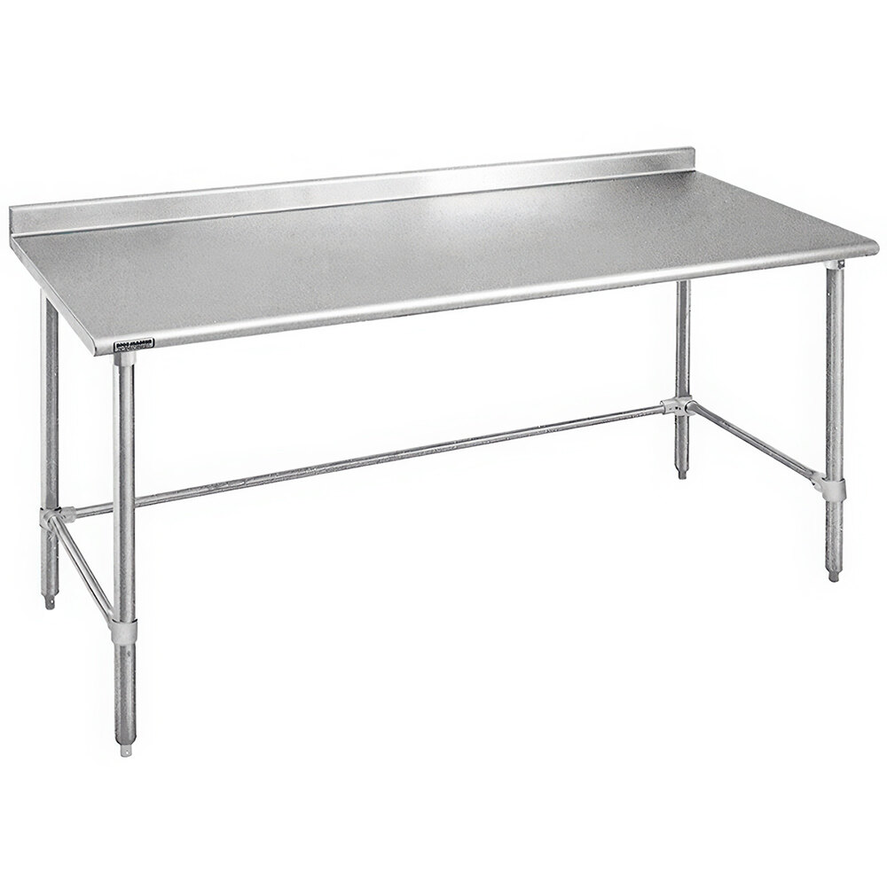 Eagle Group UT2484GTEB 24" x 84" Open Base Stainless Steel Commercial Work Table with 1 1/2" Backsplash