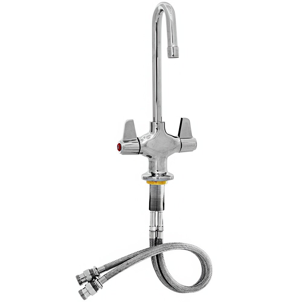 Equip by T&S 5F-2SLX03 Deck Mounted Faucet with 2 13/16" Gooseneck Spout, Flex Inlets, Laminar Flow Device, and Lever Handles